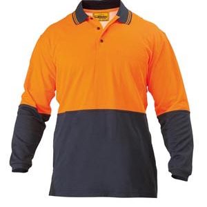 Bisley 2 Tone Hi Vis Polo Shirt Long Sleeve - Orange