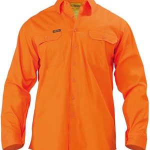 Bisley Cool Lightweight Gusset Cuff 2 Tone Hi Vis Drill Shirt Long Sleeve