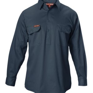 Hard Yakka Cotton Drill Closed Front Work Shirt Long Sleeve - Bottle Green
