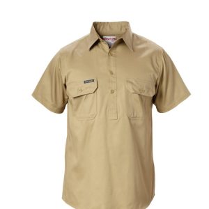 Hard Yakka Cotton Drill Closed Front Work Shirt Short Sleeve