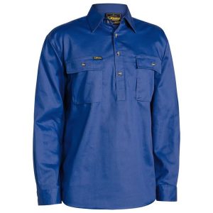 Bisley Closed Front Cotton Drill Shirt - Long Sleeve