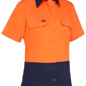 Bisley Women's Cool Lightweight Hi Vis Drill S/S Shirt