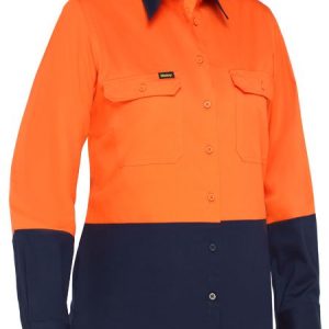 Bisley Women's Cool Lightweight Hi Vis Drill Long Sleeve Shirt