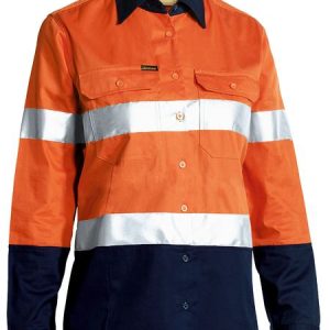 Bisley Women's Taped Hi Vis Cool Lightweight Drill Long Sleeve Shirt